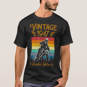 Motorcycle 75th Birthday Men Vintage 1947 Biker Mo T-Shirt