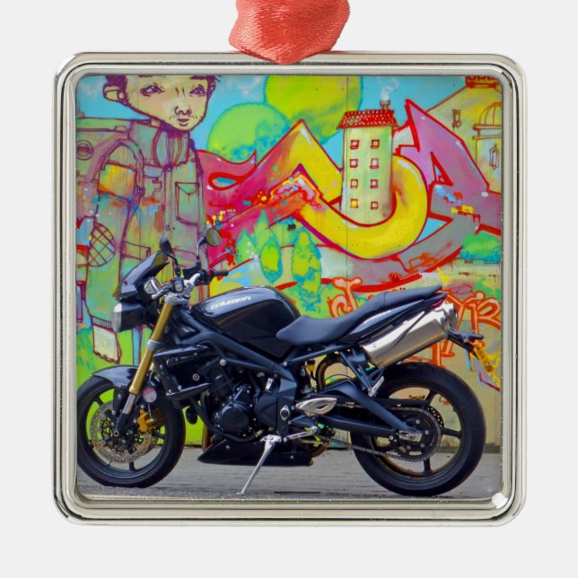 motorcycle-854154.jpg metal ornament (Front)