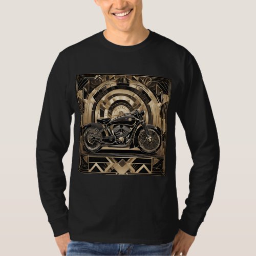 Motorcycle and art deco design original T_shirt