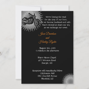 Motorcycle and Grey Mandala Wedding Invitation