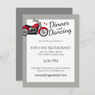 Motorcycle and Hearts Wedding Reception Invitation