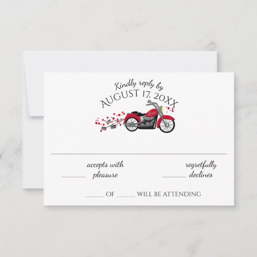 Motorcycle and Hearts Wedding Response Card