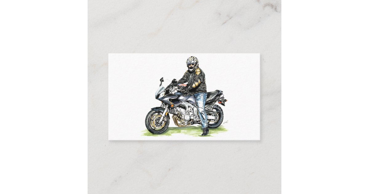 Motorcycle and Rider Business Card | Zazzle