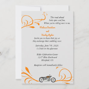 Motorcycle and Swirls Wedding Invitation