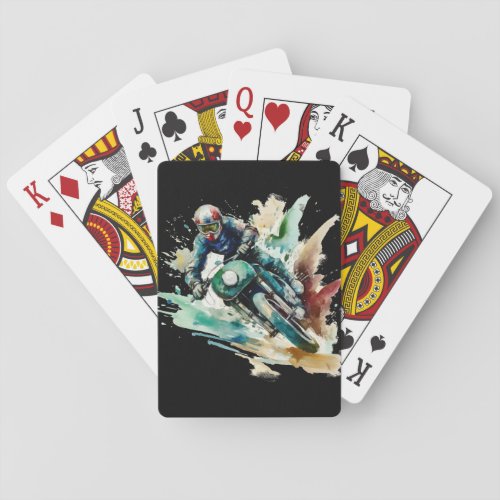 Motorcycle Art Print _ Biker Watercolor Graphic Poker Cards