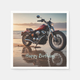Motorcycle at Sunset Napkins