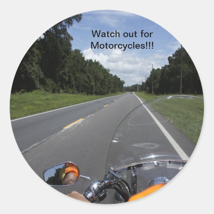 Motorcycle Awareness Round Stickers