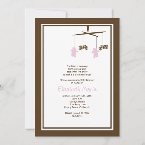 Motorcycle Baby Shower Invitation PINK