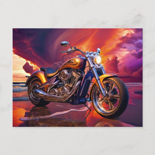 Motorcycle Beach Cloud Cinematic Autos Postcards