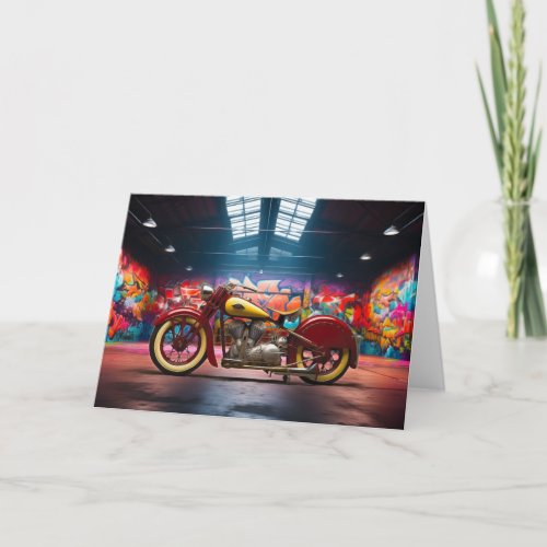 Motorcycle Bike Warehouse Graffiti Blank Note Card