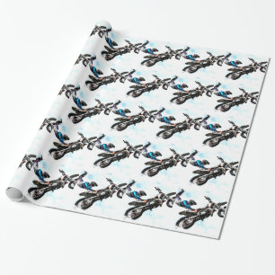 motorcycle biker acrobatic sport racing wrapping paper