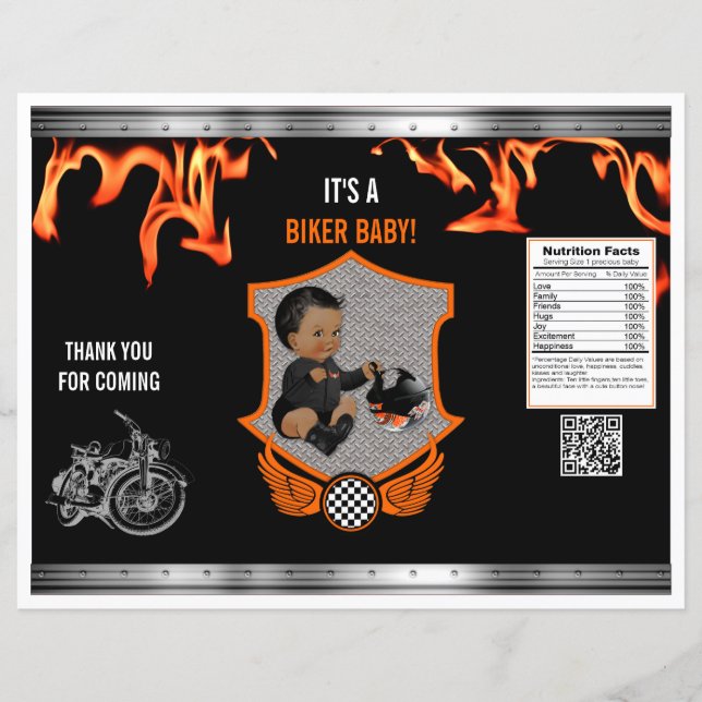 Motorcycle Biker Baby Orange Black Chip Bag (Front)