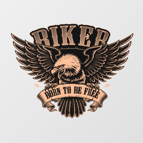 Motorcycle Biker Bald Eagle Born to be Free  Wall Decal