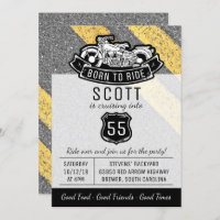 Motorcycle Biker Birthday Party Custom Invitation