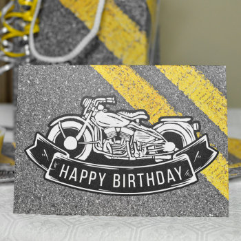 Motorcycle Biker Birthday Party Customized Card by CyanSkyCelebrations at Zazzle