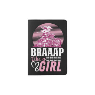 Motorcycle Biker Braap Like A Girl Girlfriend Wife Passport Holder