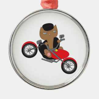 Motorcycle Biker Cat Metal Ornament