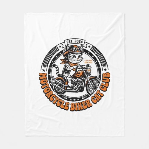 Motorcycle Biker Cat Pet Lover Shirt Art - Motorcy Fleece Blanket