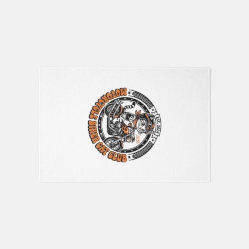 Motorcycle Biker Cat Pet Lover Shirt Art - Motorcy Rug