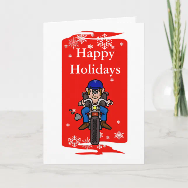 Motorcycle Biker Christmas Card | Zazzle