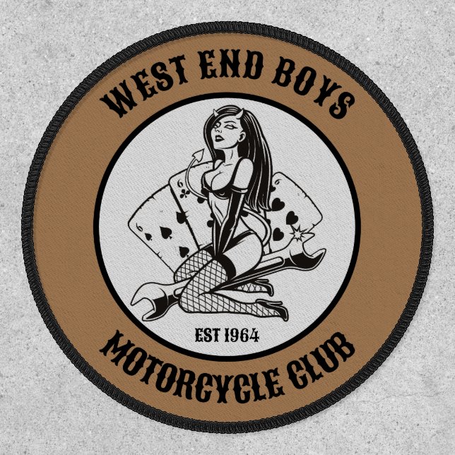 Motorcycle Biker Custom Name, Club Or Saying Patch (Front)