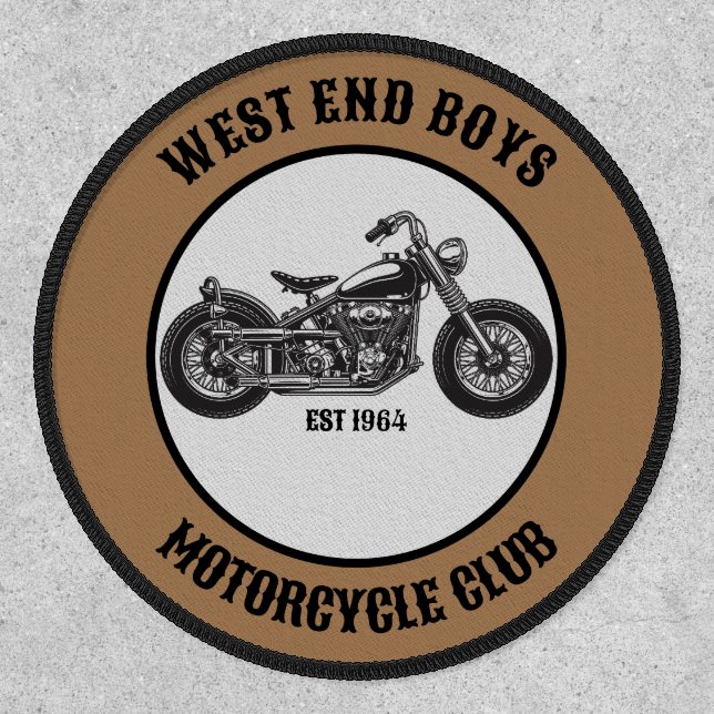Motorcycle Biker Custom Name, Club Patch (Front)