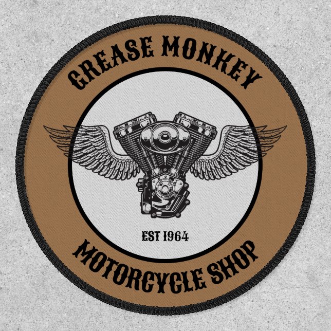 Motorcycle Biker Custom Name, Shop Or Saying Patch (Front)