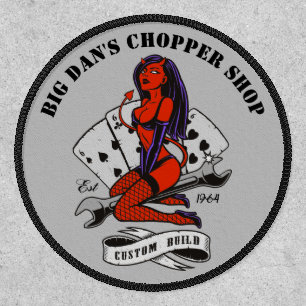 Motorcycle Biker Devil Babe Custom Name, Date Patch
