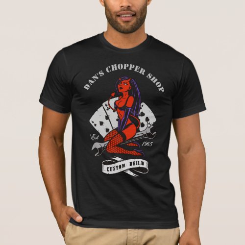 Motorcycle Biker Devil Girl Chopper T_Shirt