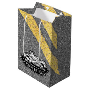 Motorcycle Biker Happy Birthday Party Decor Medium Gift Bag