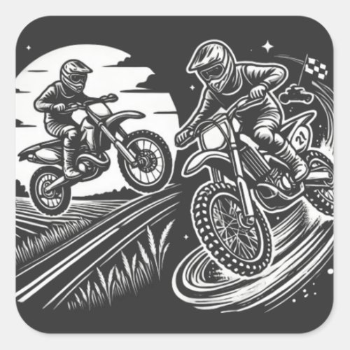 Motorcycle Biker Motocross Adventure Design Square Sticker