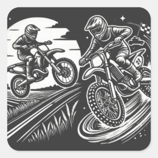 Motorcycle Biker Motocross Adventure Design Square Sticker