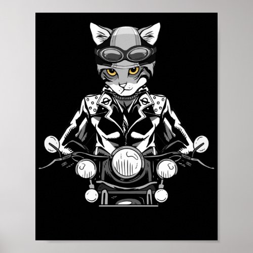 Motorcycle Biker Motorbike Rider Biker Cat Poster