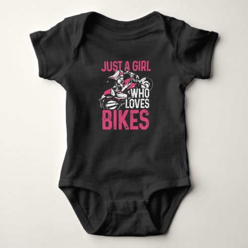 Motorcycle Biker Motorbike Rider Just A Girl Who Baby Bodysuit