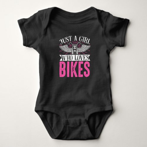 Motorcycle Biker Motorbike Rider Just A Girl Who Baby Bodysuit