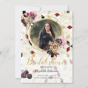 Motorcycle Biker Photo Bridal Shower Invitation