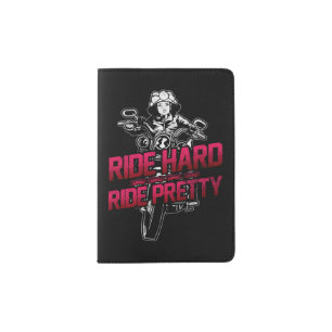 Motorcycle Biker Ride Hard Ride Pretty Girlfriend Passport Holder