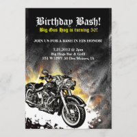Motorcycle Biker Road Birthday Bash Invitation