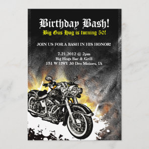 Motorcycle Biker Road Birthday Bash Invitation
