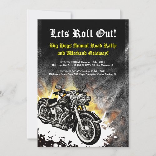 Motorcycle Biker Road Rally Event Invitation