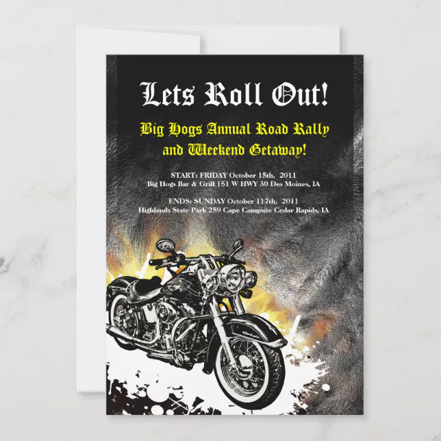 Motorcycle Biker Road Rally Event Invitation | Zazzle