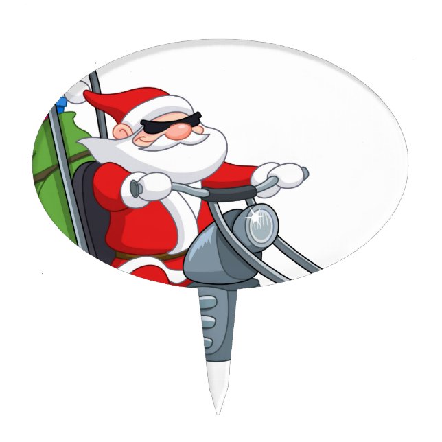 motorcycle biker santa claus cake topper (Front)