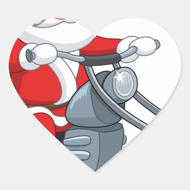 motorcycle biker santa claus heart sticker (Front)