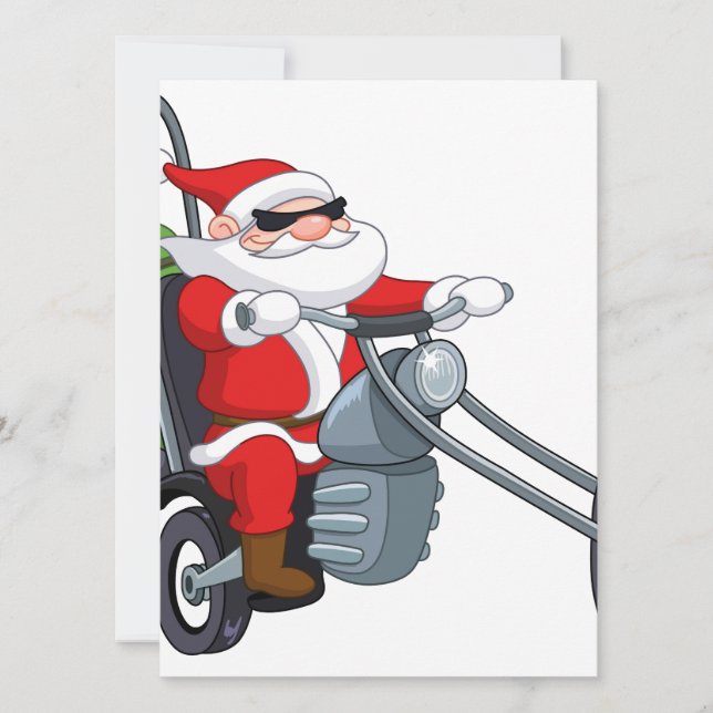 motorcycle biker santa claus holiday card (Front)