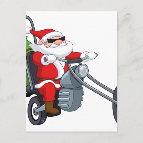 motorcycle biker santa claus holiday postcard