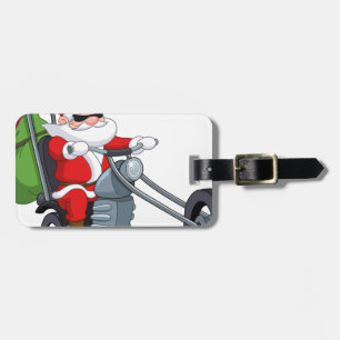 motorcycle biker santa claus luggage tag