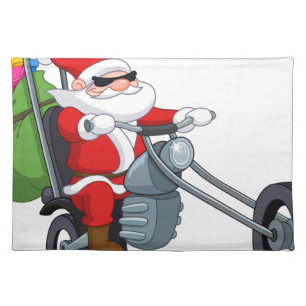 motorcycle biker santa claus placemat