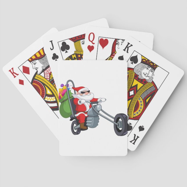 motorcycle biker santa claus poker cards (Back)