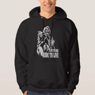 Motorcycle Biker Skeleton Skull Live To Ride Ride  Hoodie