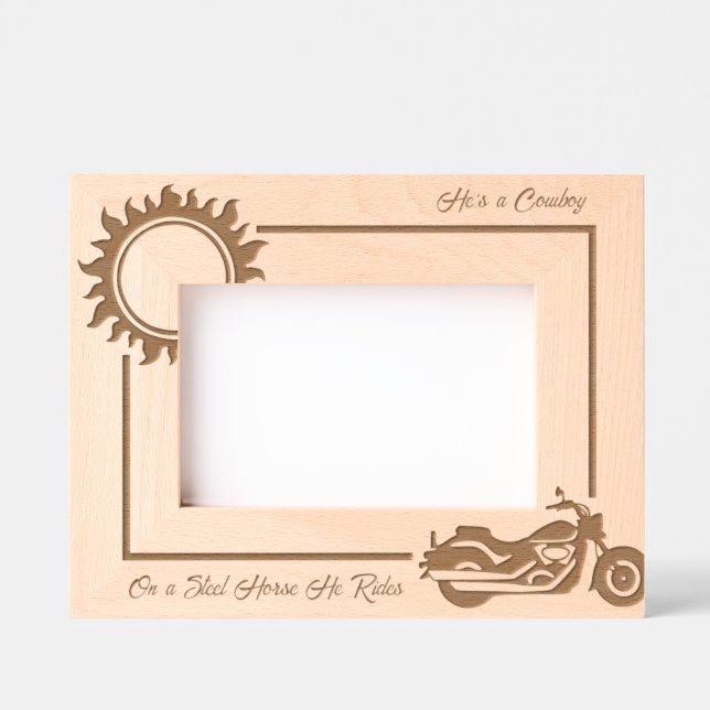 Motorcycle Biker Steel Horse 6x4L Engraved Frames (Front)